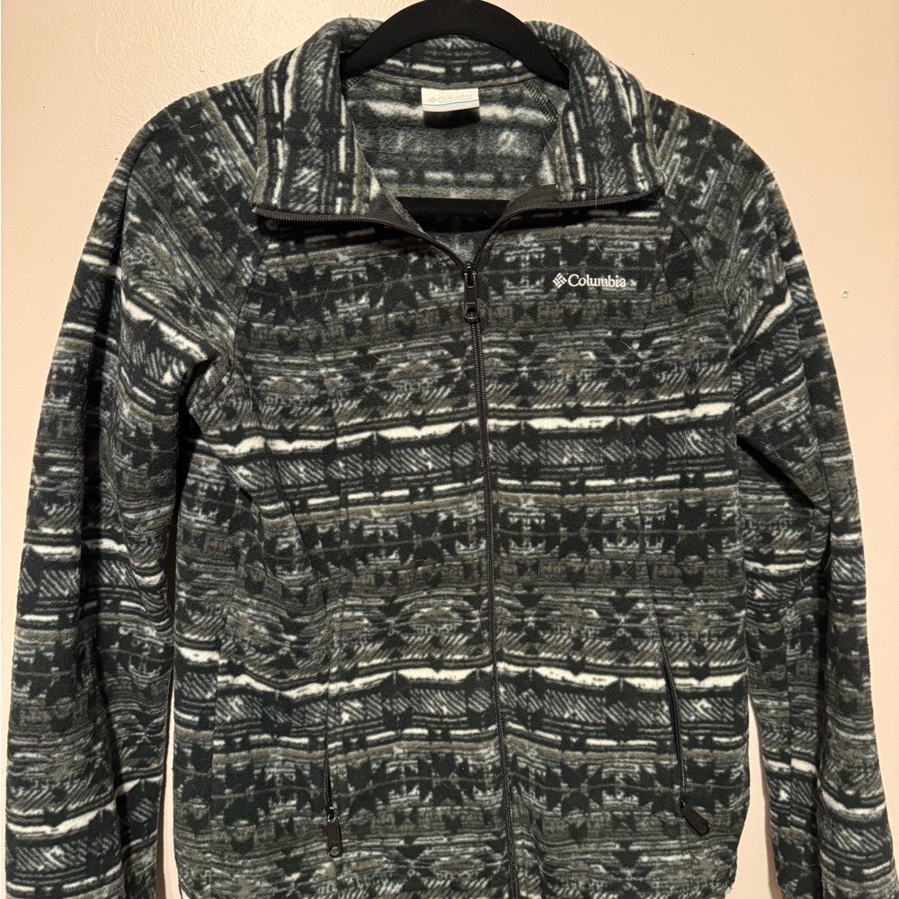 Black grey and white Columbia zip up